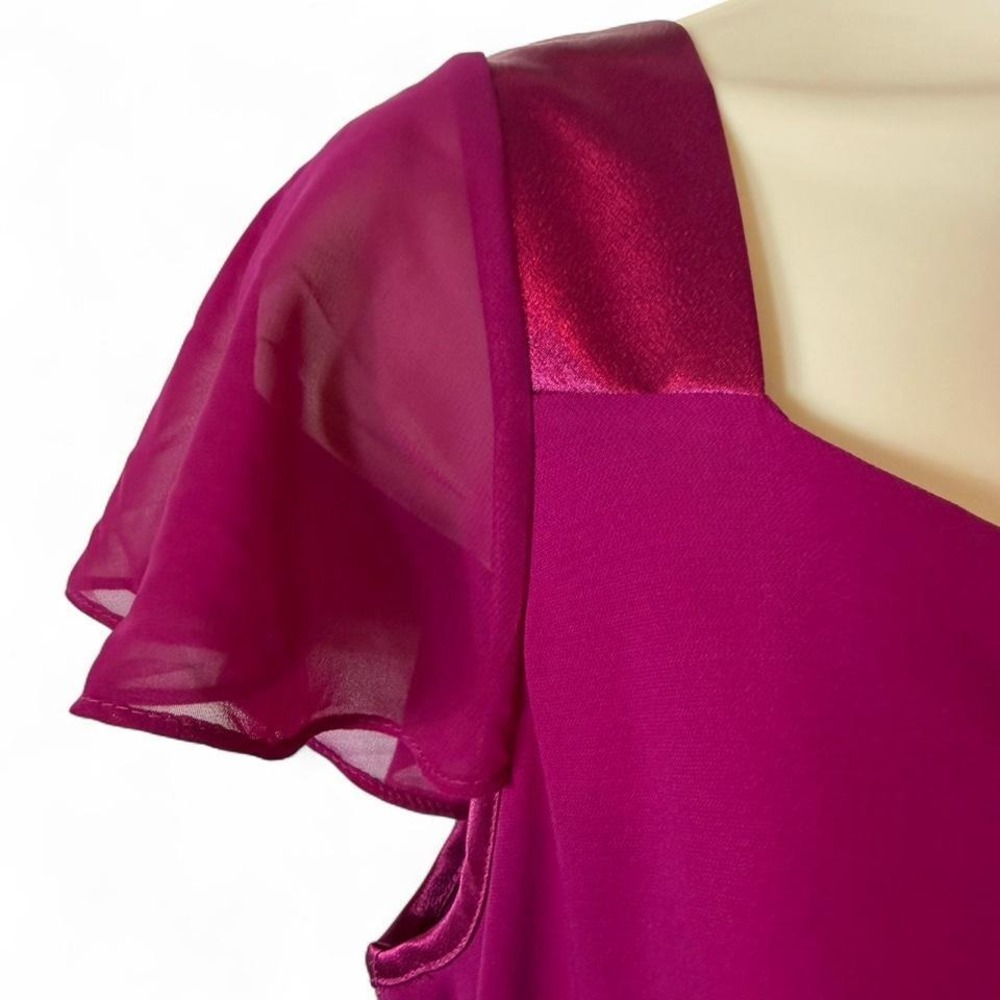 Vintage 2005 SL Fashions Fuschia Chiffon Midi Dress, Women's Size 18WP‎ - Picture 7 of 11